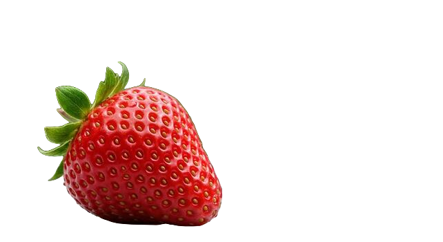 Strawberry cutout exported as a transparent PNG