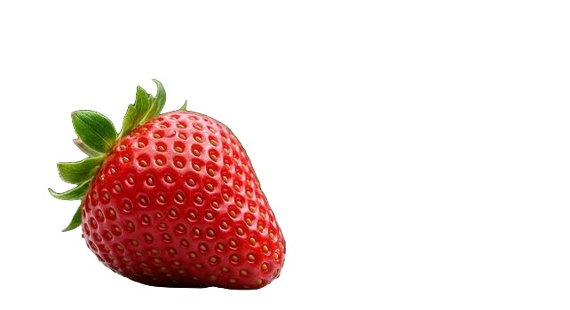 The same strawberry cutout exported as a JPEG on white